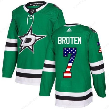 Adidas Stars #7 Neal Broten Green Home Authentic Usa Flag Stitched NHL Jersey