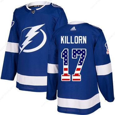 Adidas Tampa Bay Lightning #17 Alex Killorn Blue Home Authentic Usa Flag Stitched Youth NHL Jersey