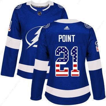 Adidas Tampa Bay Lightning #21 Brayden Point Blue Home Authentic Usa Flag Women’s Stitched NHL Jersey