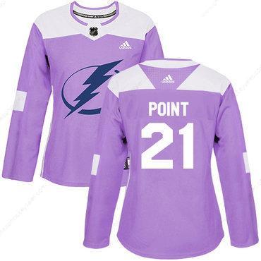 Adidas Tampa Bay Lightning #21 Brayden Point Purple Authentic Fights Cancer Women’s Stitched NHL Jersey