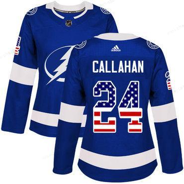 Adidas Tampa Bay Lightning #24 Ryan Callahan Blue Home Authentic Usa Flag Women’s Stitched NHL Jersey