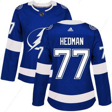 Adidas Tampa Bay Lightning #77 Victor Hedman Blue Home Authentic Women’s Stitched NHL Jersey