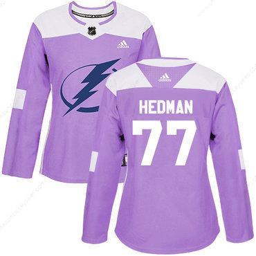 Adidas Tampa Bay Lightning #77 Victor Hedman Purple Authentic Fights Cancer Women’s Stitched NHL Jersey