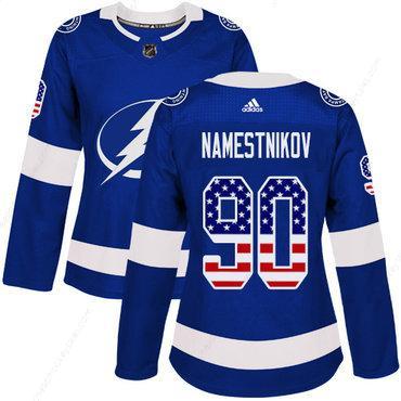 Adidas Tampa Bay Lightning #90 Vladislav Namestnikov Blue Home Authentic Usa Flag Women’s Stitched NHL Jersey