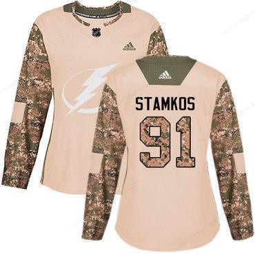 Adidas Tampa Bay Lightning #91 Steven Stamkos Camo Authentic 2017 Veterans Day Women’s Stitched NHL Jersey