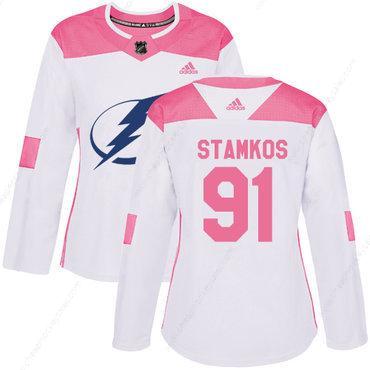 Adidas Tampa Bay Lightning #91 Steven Stamkos White Pink Authentic Fashion Women’s Stitched NHL Jersey