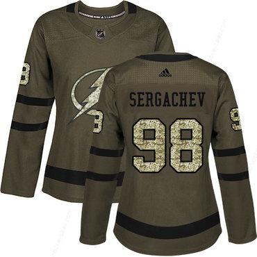 Adidas Tampa Bay Lightning #98 Mikhail Sergachev Green Salute To Service Women’s Stitched NHL Jersey