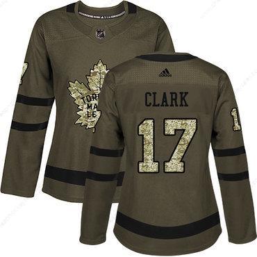 Adidas Toronto Maple Leafs #17 Wendel Clark Green Salute To Service Women’s Stitched NHL Jersey