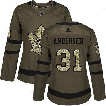 Adidas Toronto Maple Leafs #31 Frederik Andersen Green Salute To Service Women’s Stitched NHL Jersey