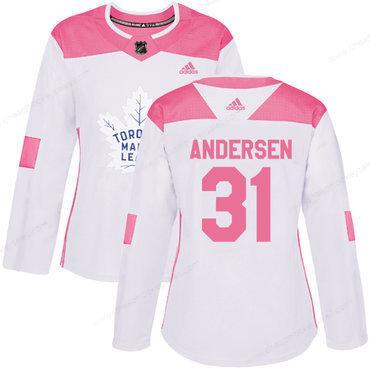 Adidas Toronto Maple Leafs #31 Frederik Andersen White Pink Authentic Fashion Women’s Stitched NHL Jersey