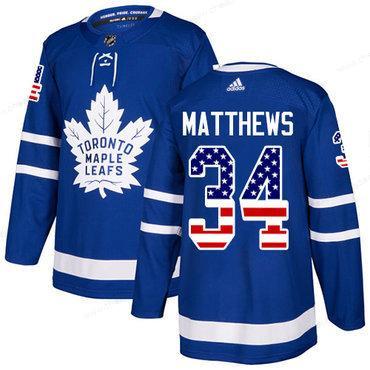 Adidas Toronto Maple Leafs #34 Auston Matthews Blue Home Authentic Usa Flag Stitched Youth NHL Jersey