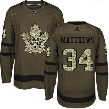 Adidas Toronto Maple Leafs #34 Auston Matthews Green Salute To Service Stitched Youth NHL Jersey