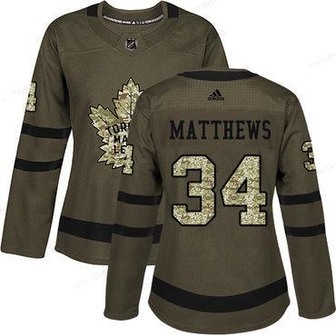 Adidas Toronto Maple Leafs #34 Auston Matthews Green Salute To Service Women’s Stitched NHL Jersey