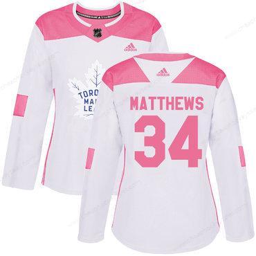 Adidas Toronto Maple Leafs #34 Auston Matthews White Pink Authentic Fashion Women’s Stitched NHL Jersey