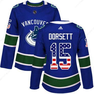 Adidas Vancouver Canucks #15 Derek Dorsett Blue Home Authentic Usa Flag Women’s Stitched NHL Jersey