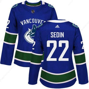 Adidas Vancouver Canucks #22 Daniel Sedin Blue Home Authentic Women’s Stitched NHL Jersey