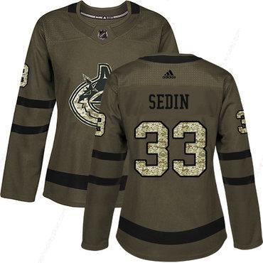 Adidas Vancouver Canucks #33 Henrik Sedin Green Salute To Service Women’s Stitched NHL Jersey