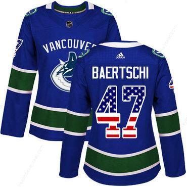 Adidas Vancouver Canucks #47 Sven Baertschi Blue Home Authentic Usa Flag Women’s Stitched NHL Jersey