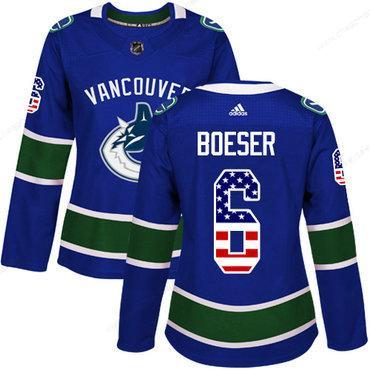 Adidas Vancouver Canucks #6 Brock Boeser Blue Home Authentic Usa Flag Women’s Stitched NHL Jersey