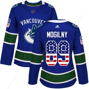 Adidas Vancouver Canucks #89 Alexander Mogilny Blue Home Authentic Usa Flag Women’s Stitched NHL Jersey