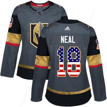 Adidas Vegas Golden Knights #18 James Neal Grey Home Authentic Usa Flag Women’s Stitched NHL Jersey