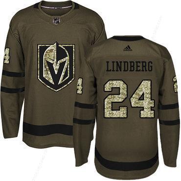 Adidas Vegas Golden Knights #24 Oscar Lindberg Green Salute To Service Stitched Youth NHL Jersey