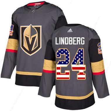 Adidas Vegas Golden Knights #24 Oscar Lindberg Grey Home Authentic Usa Flag Stitched Youth NHL Jersey