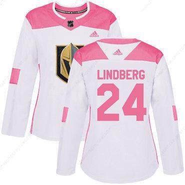 Adidas Vegas Golden Knights #24 Oscar Lindberg White Pink Authentic Fashion Women’s Stitched NHL Jersey