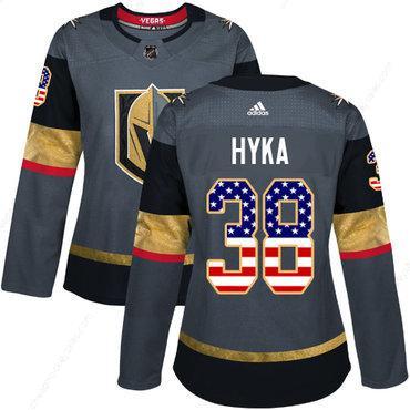 Adidas Vegas Golden Knights #38 Tomas Hyka Grey Home Authentic Usa Flag Women’s Stitched NHL Jersey