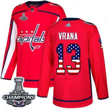 Adidas Washington Capitals #13 Jakub Vrana Red Home Authentic Usa Flag Stanley Cup Final Champions Stitched NHL Jersey