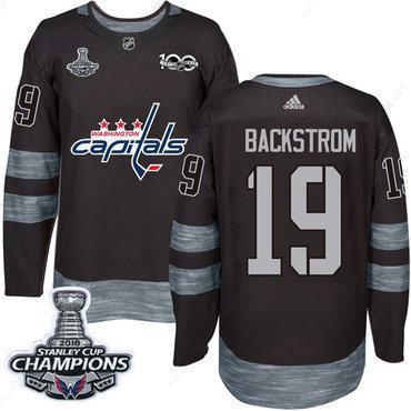 Adidas Washington Capitals #19 Nicklas Backstrom Black 1917-2017 100Th Anniversary Stanley Cup Final Champions Stitched NHL Jersey