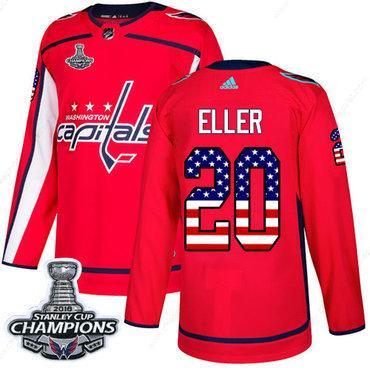 Adidas Washington Capitals #20 Lars Eller Red Home Authentic Usa Flag Stanley Cup Final Champions Stitched NHL Jersey