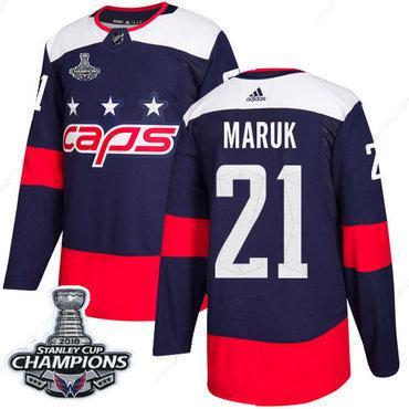 Adidas Washington Capitals #21 Dennis Maruk Navy Authentic 2018 Stadium Series Stanley Cup Final Champions Stitched NHL Jersey