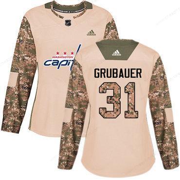 Adidas Washington Capitals #31 Philipp Grubauer Camo Authentic 2017 Veterans Day Women’s Stitched NHL Jersey