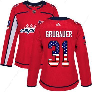 Adidas Washington Capitals #31 Philipp Grubauer Red Home Authentic Usa Flag Women’s Stitched NHL Jersey