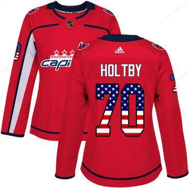 Adidas Washington Capitals #70 Braden Holtby Red Home Authentic Usa Flag Women’s Stitched NHL Jersey