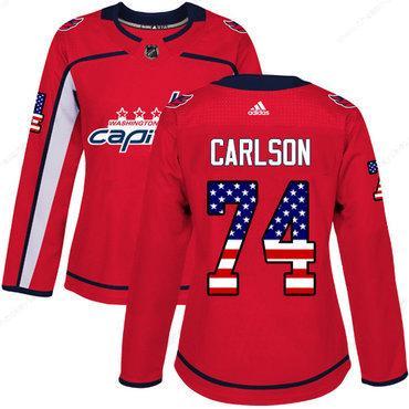 Adidas Washington Capitals #74 John Carlson Red Home Authentic Usa Flag Women’s Stitched NHL Jersey