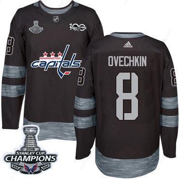 Adidas Washington Capitals #8 Alex Ovechkin Black 1917-2017 100Th Anniversary Stanley Cup Final Champions Stitched NHL Jersey