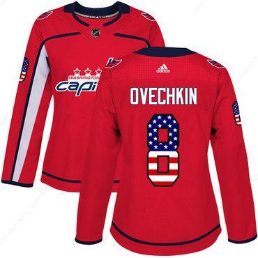 Adidas Washington Capitals #8 Alex Ovechkin Red Home Authentic Usa Flag Women’s Stitched NHL Jersey