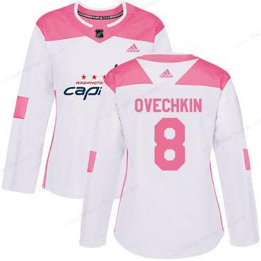 Adidas Washington Capitals #8 Alex Ovechkin White Pink Authentic Fashion Women’s Stitched NHL Jersey