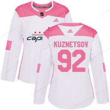 Adidas Washington Capitals #92 Evgeny Kuznetsov White Pink Authentic Fashion Women’s Stitched NHL Jersey