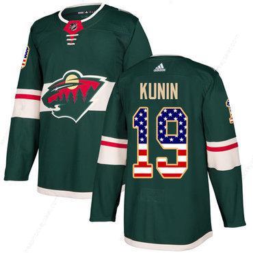 Adidas Wild #19 Luke Kunin Green Home Authentic Usa Flag Stitched NHL Jersey