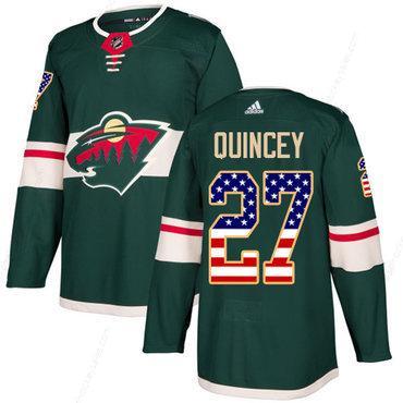 Adidas Wild #27 Kyle Quincey Green Home Authentic Usa Flag Stitched NHL Jersey