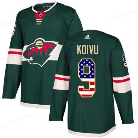 Adidas Wild #9 Mikko Koivu Green Home Authentic Usa Flag Stitched NHL Jersey