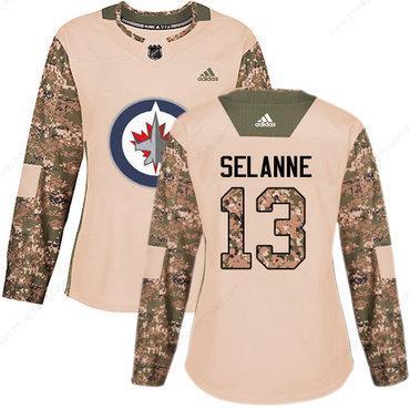 Adidas Winnipeg Jets #13 Teemu Selanne Camo Authentic 2017 Veterans Day Women’s Stitched NHL Jersey