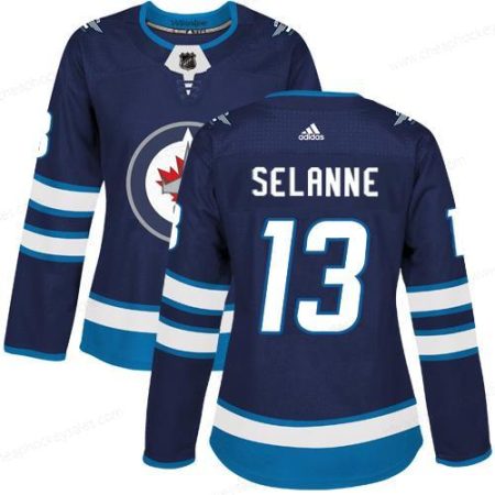 Adidas Winnipeg Jets #13 Teemu Selanne Navy Blue Home Authentic Women’s Stitched NHL Jersey