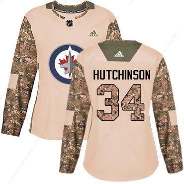 Adidas Winnipeg Jets #34 Michael Hutchinson Camo Authentic 2017 Veterans Day Women’s Stitched NHL Jersey