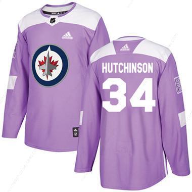 Adidas Winnipeg Jets #34 Michael Hutchinson Purple Authentic Fights Cancer Stitched Youth NHL Jersey