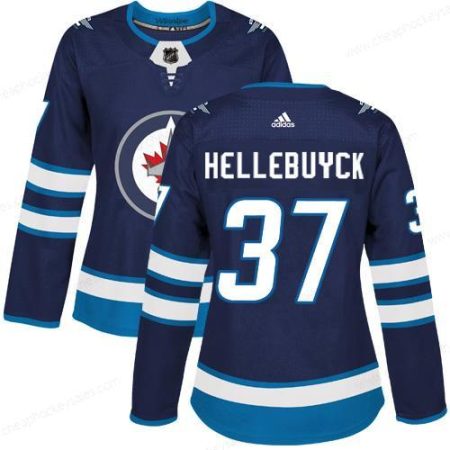 Adidas Winnipeg Jets #37 Connor Hellebuyck Navy Blue Home Authentic Women’s Stitched NHL Jersey