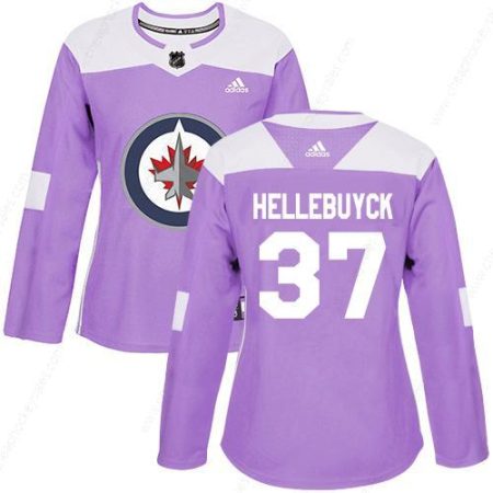 Adidas Winnipeg Jets #37 Connor Hellebuyck Purple Authentic Fights Cancer Women’s Stitched NHL Jersey